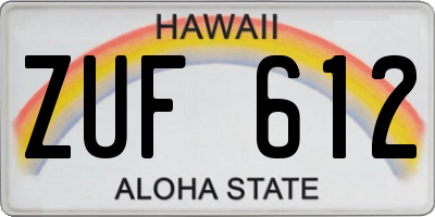 HI license plate ZUF612