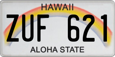 HI license plate ZUF621