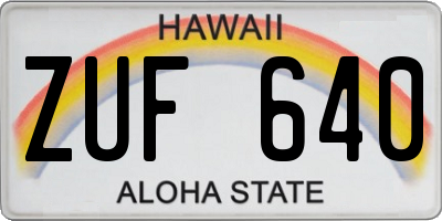 HI license plate ZUF640