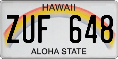 HI license plate ZUF648