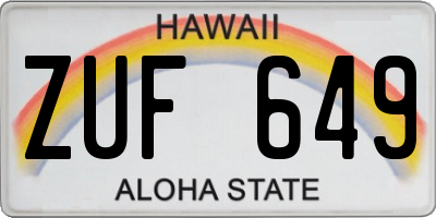 HI license plate ZUF649