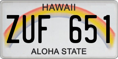 HI license plate ZUF651