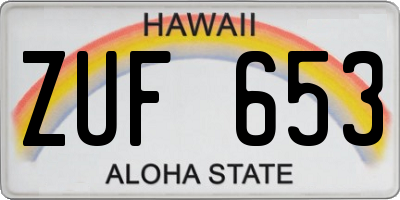 HI license plate ZUF653