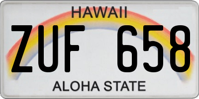 HI license plate ZUF658