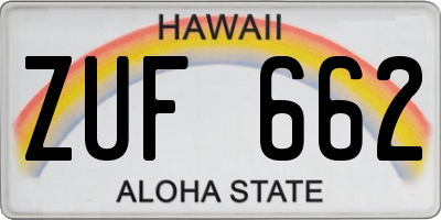HI license plate ZUF662