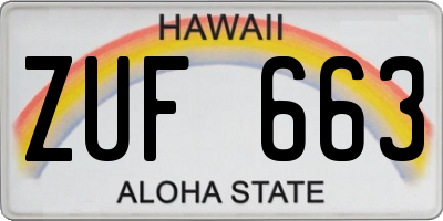 HI license plate ZUF663