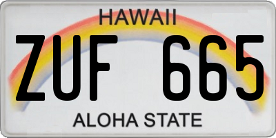 HI license plate ZUF665