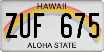 HI license plate ZUF675
