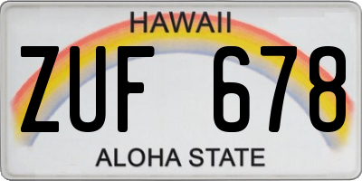 HI license plate ZUF678