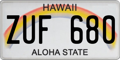 HI license plate ZUF680