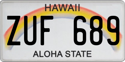 HI license plate ZUF689