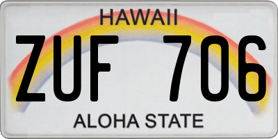 HI license plate ZUF706