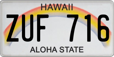 HI license plate ZUF716