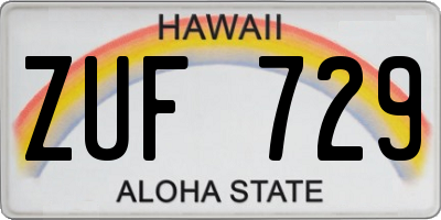 HI license plate ZUF729