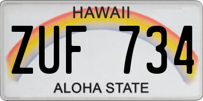 HI license plate ZUF734