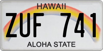 HI license plate ZUF741