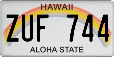 HI license plate ZUF744