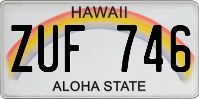 HI license plate ZUF746