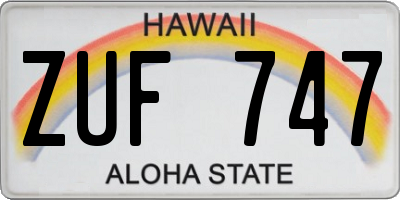 HI license plate ZUF747