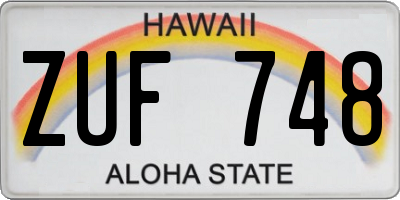 HI license plate ZUF748