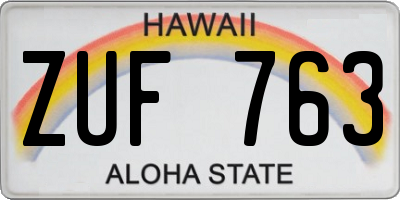 HI license plate ZUF763