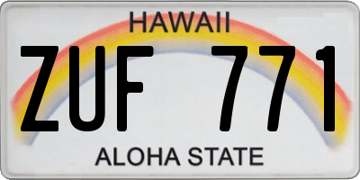 HI license plate ZUF771