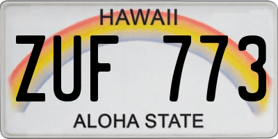 HI license plate ZUF773