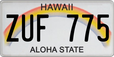 HI license plate ZUF775