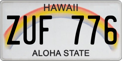 HI license plate ZUF776