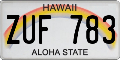 HI license plate ZUF783