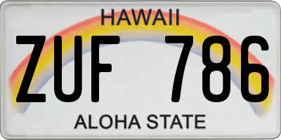 HI license plate ZUF786