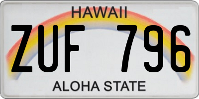 HI license plate ZUF796