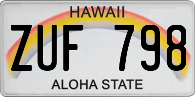 HI license plate ZUF798