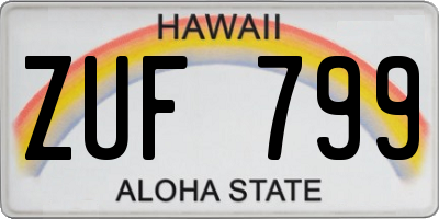 HI license plate ZUF799