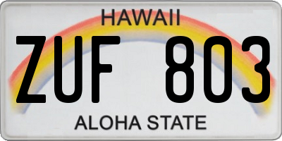 HI license plate ZUF803