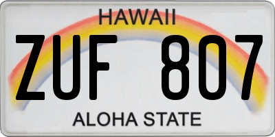 HI license plate ZUF807