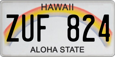 HI license plate ZUF824