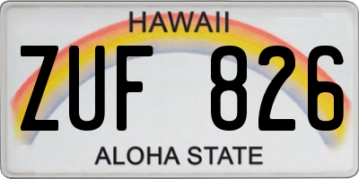 HI license plate ZUF826