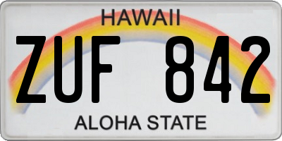 HI license plate ZUF842