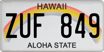 HI license plate ZUF849
