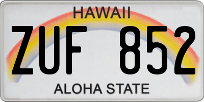 HI license plate ZUF852