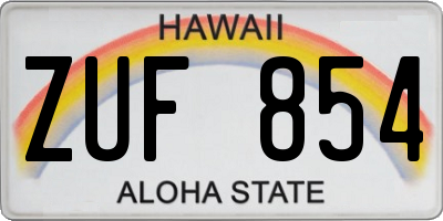 HI license plate ZUF854