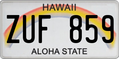 HI license plate ZUF859