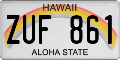 HI license plate ZUF861