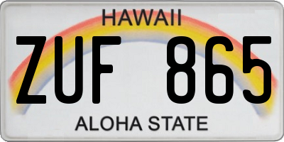 HI license plate ZUF865