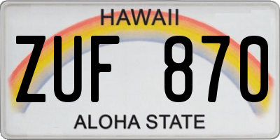 HI license plate ZUF870