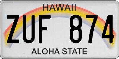 HI license plate ZUF874