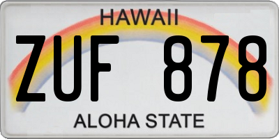 HI license plate ZUF878