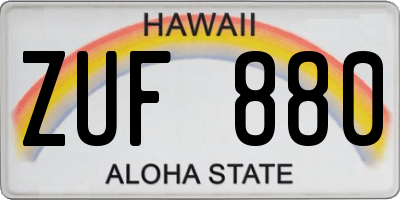 HI license plate ZUF880