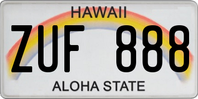 HI license plate ZUF888